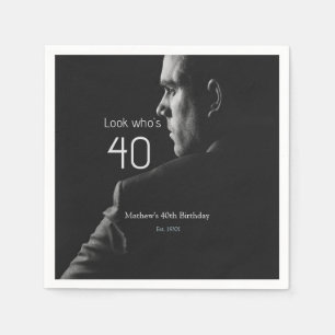 wer hat zum 40. Geburtstag Foto Mann Name geschätz Serviette