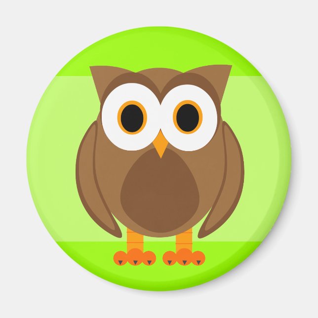 Wer? Herr Eulen Cartoon Magnet (Vorne)