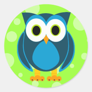 Wer? Herr Owl Cartoon Runder Aufkleber