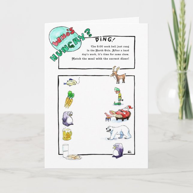 Wer Hunger hat (Weihnachtszusammenpassendes Spiel) Feiertagskarte (Vorderseite)