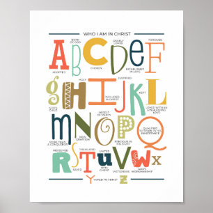 Wer ich bin in Christ Alphabet Scripting Poster