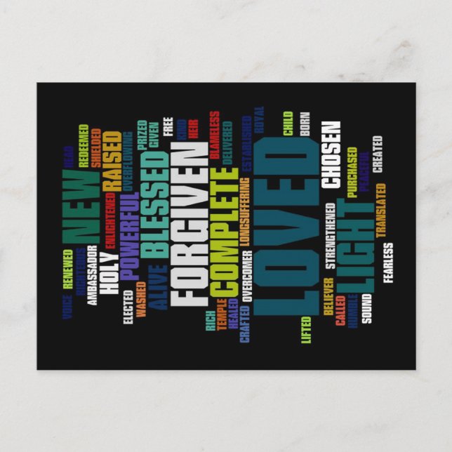 Wer ich bin in Christ Dark Background Postkarte (Vorderseite)