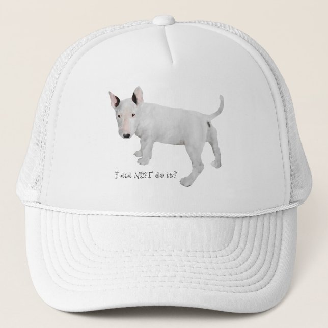 Wer, ich? Bull Terrier Puppy Truckerkappe (Vorderseite)