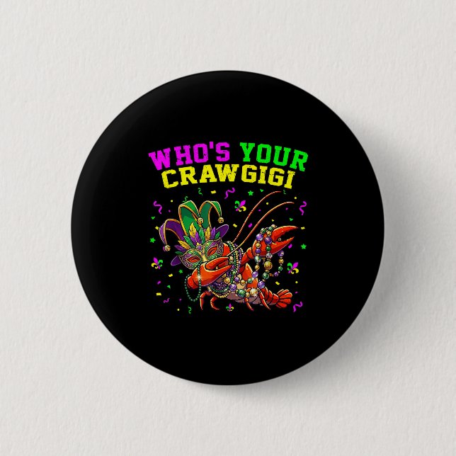 Wer ist crawgigi Krebs Narren Perlen lustig mardi Button (Vorderseite)