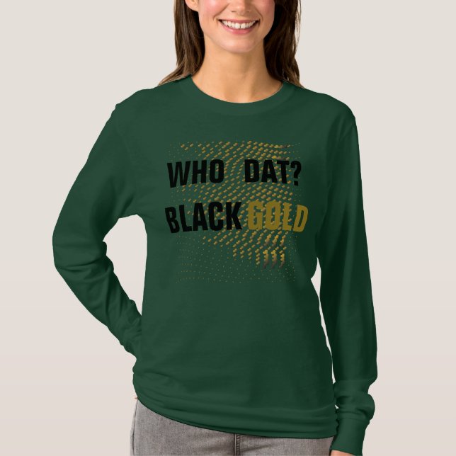 Wer ist da? Schwarz/Gold/Herzen T-Shirt (Vorderseite)