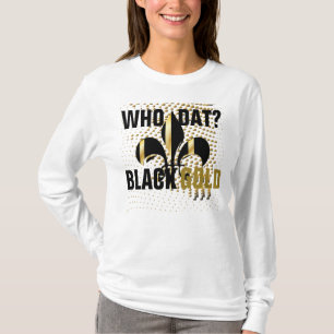 Wer ist da? Schwarze Goldherzen/Lilie T-Shirt