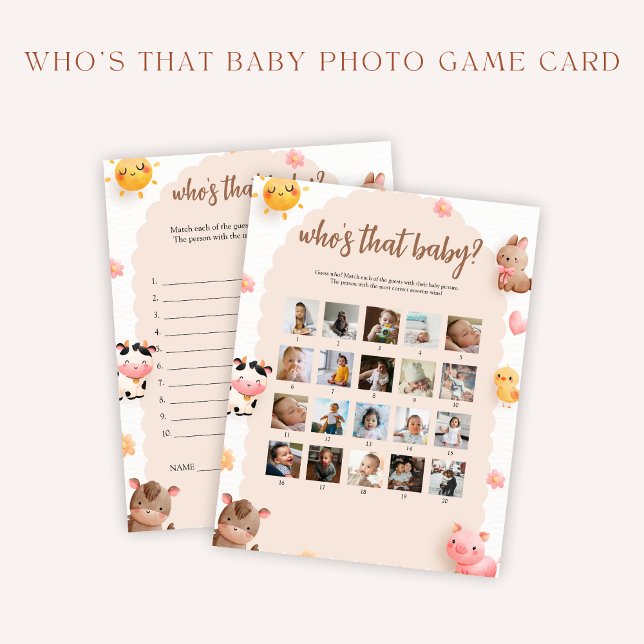 Wer ist das Baby Foto Game and Answer Card? Einladung (Von Creator hochgeladen)