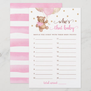 Wer ist das Baby Foto Game Baby Shower Teddy Bear