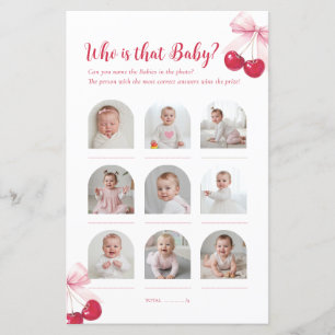 Wer ist das Baby-Foto-Spiel Pink Cherry-Schild