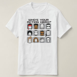 Wer ist dein Action-Held? Funny Cartoon T-Shirt