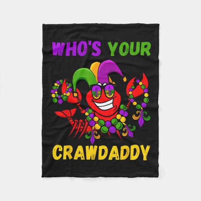 Wer ist dein Crawdaddy Crawfish Jester Beads Funny Fleecedecke (Vorderseite)