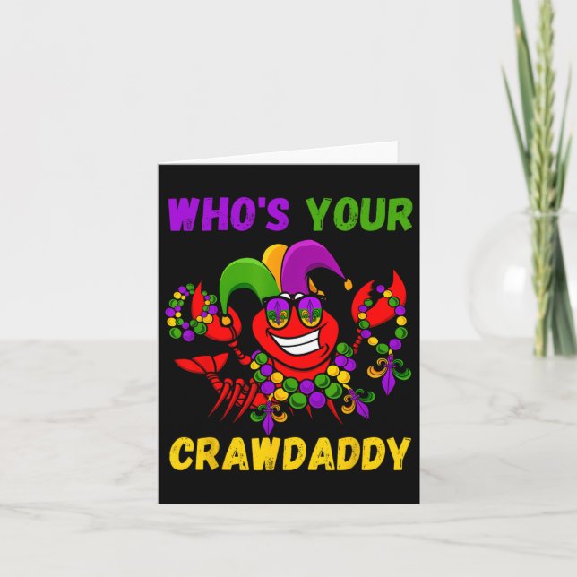 Wer ist dein Crawdaddy Crawfish Jester Beads Funny Karte (Vorderseite)