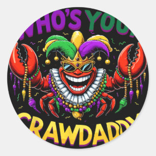 Wer ist dein Crawdaddy Crawfish Jester Perlen Lust Runder Aufkleber