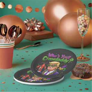 Wer ist dein Crawdaddy? Funny Trump Mardi Gras Pappteller