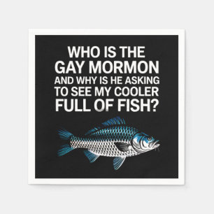 Wer ist der Gay Mormon Funny LGBTQ Pride Fish Serviette