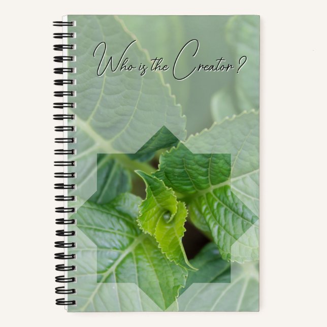"Wer ist der Schöpfer?" Notizbuch (Vorderseite)