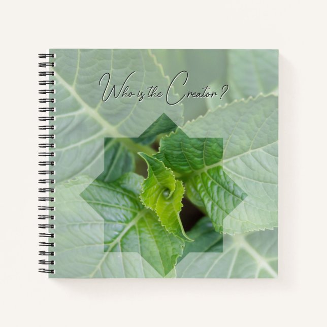 "Wer ist der Schöpfer?" Notizbuch (Vorderseite)