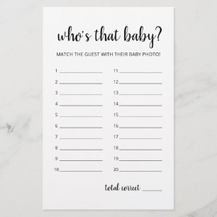 Wer ist dieses Baby? Spiel Baby Shower Party-Spiel
