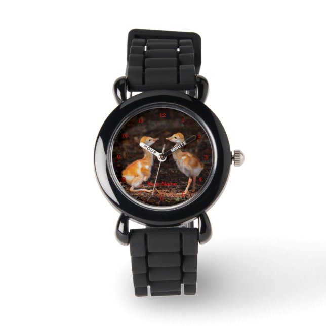 Wer ist größer? Sandhühnchen Armbanduhr (Vorderseite)