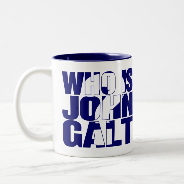 Wer ist John Galt? Blau der Tasse 15oz (Links)