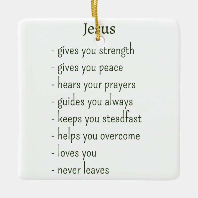 Wer Jesus ist Trost Erinnerung Geschenk Keramikornament (Vorderseite)