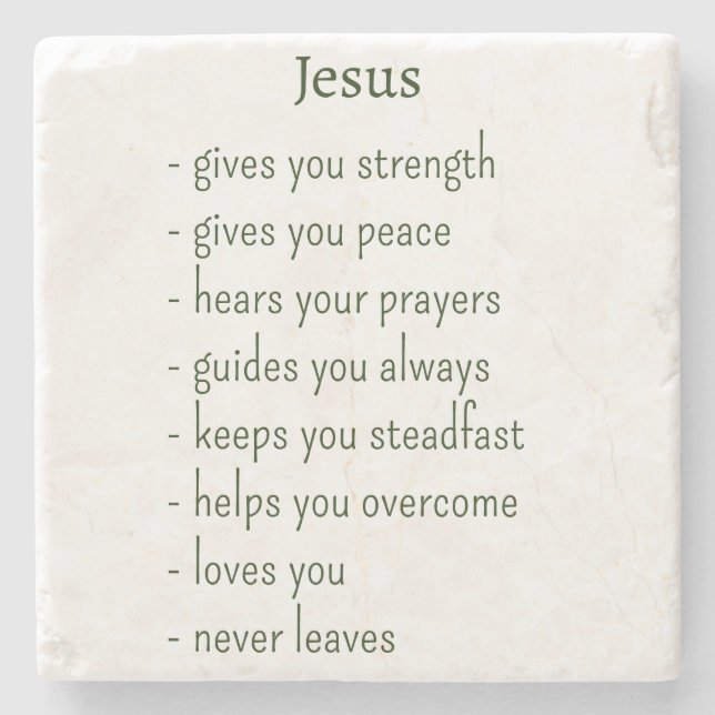 Wer Jesus ist Trost Erinnerung Geschenk Steinuntersetzer (Vorderseite)