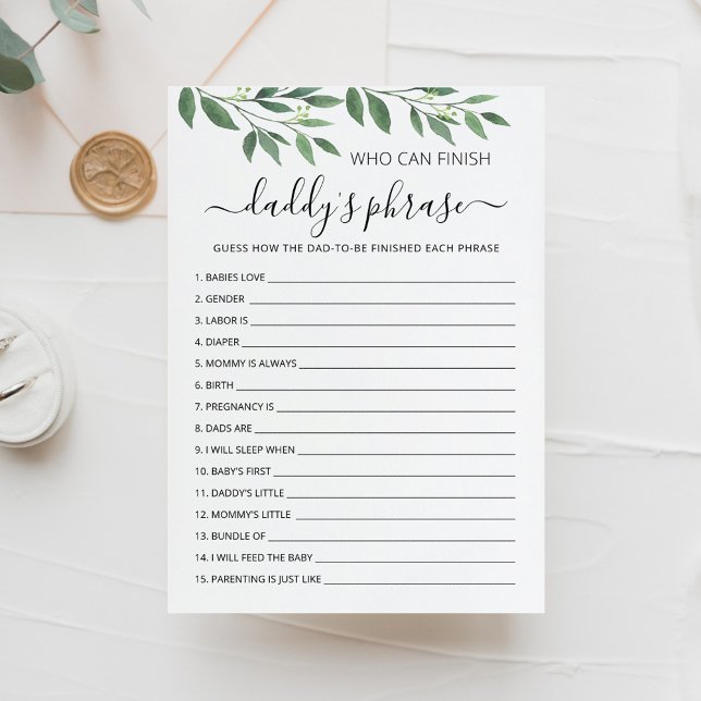 Wer kann Daddys Satz Baby Shower Card beenden? Einladung (Von Creator hochgeladen)