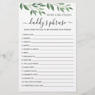 Wer kann Daddys Satz beenden Baby Shower Spiel