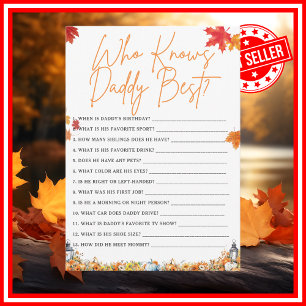 WER KENNT DADDDY BEST Baby Shower Game PUMPKIN Einladung