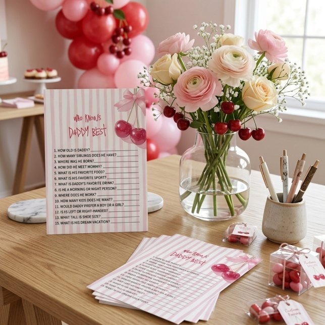 Wer kennt Daddy am besten Kirsche Rosa Schleife Ro (Von Creator hochgeladen)