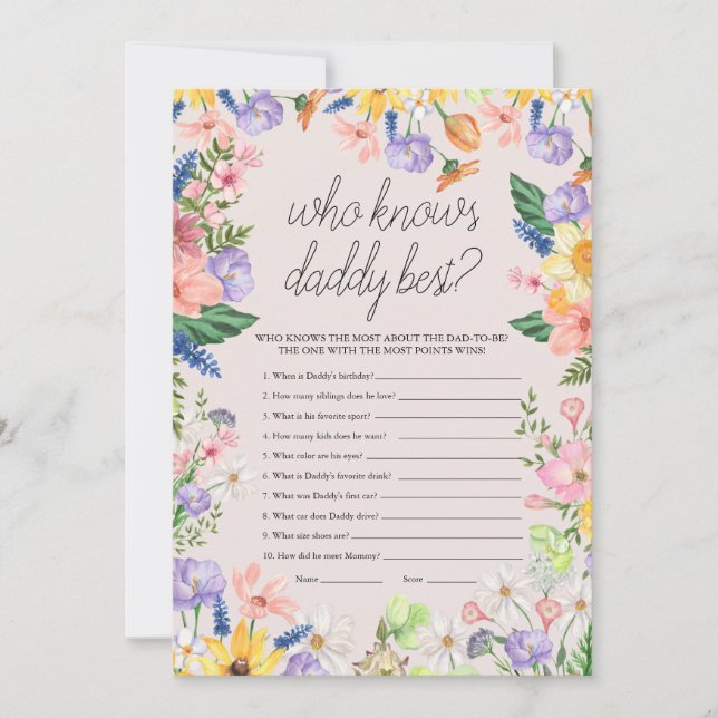 Wer kennt Daddy Best Baby Game Card? Einladung (Vorderseite)