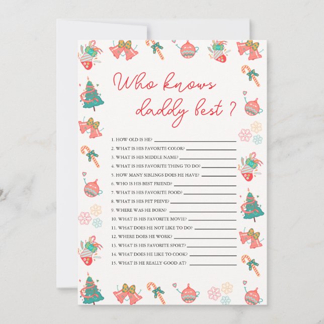 Wer kennt Daddy Best Christmas Baby Shower Card? Einladung (Vorderseite)