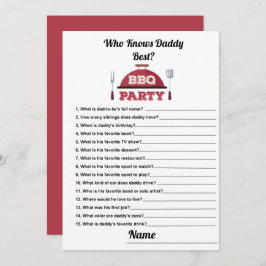 Wer kennt Daddy Best GRILLEN Baby Shower Game Card Einladung