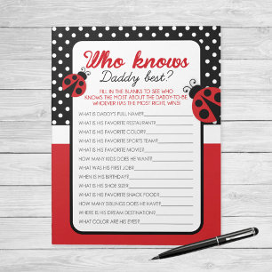 Wer kennt Daddy Best Ladybug Baby Shower Game Pack Notizblock