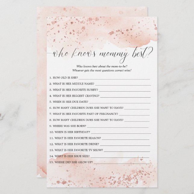 Wer kennt das beste Spiel Aquarell Rose Gold (Vorne/Hinten)