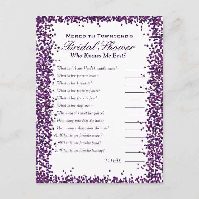 Wer kennt das Spiel mit mir? | Lila Confetti Postkarte (Vorderseite)