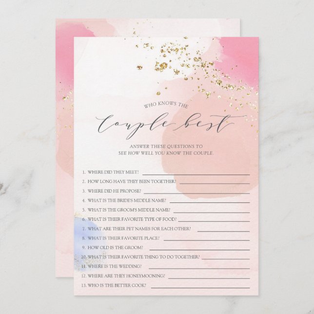 Wer kennt den Couple Best Brautparty Game Invit? Einladung (Vorne/Hinten)