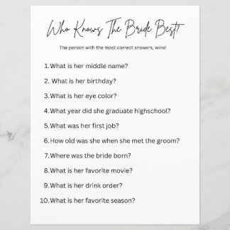 Wer kennt die Braut am besten? Party Game