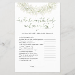 Wer kennt die Braut und Groom besten Bridal-Spiel Flyer
