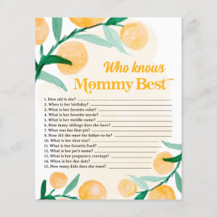 Wer kennt Mama am besten Baby Shower Spiel Zitrus