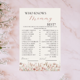 Wer kennt Mama am besten Boho Floral Spiel Flyer