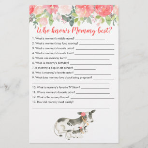 Wer kennt Mama am besten Kuh Bauernhof Baby Shower