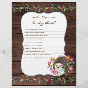 Wer kennt Mama Best Baby Shower Game - Igel