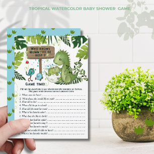 Wer kennt Mama-to-be am besten? Dino Baby Shower G Einladung