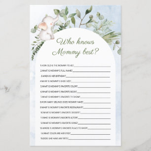 Wer kennt Mommy best Blue Baby Shower Game?