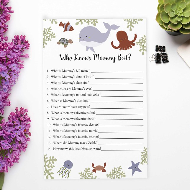Wer Mama am besten unter Sea Baby Shower Game kenn (Von Creator hochgeladen)