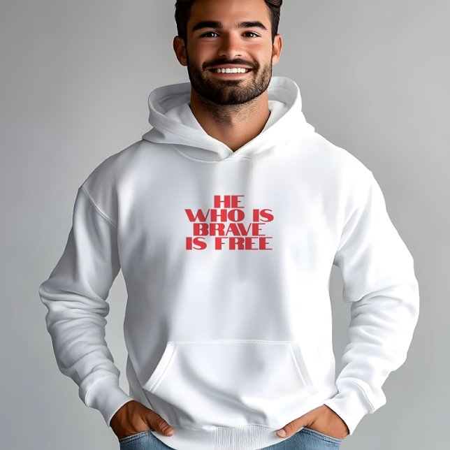 Wer mutig ist, ist frei zitiert weiß rot hoodie (Von Creator hochgeladen)
