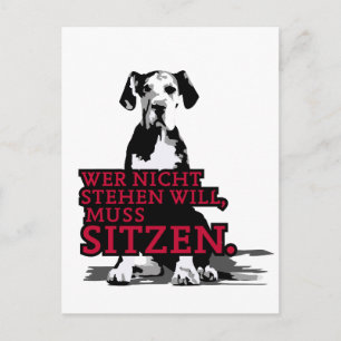 Wer nicht stehen will Doggenwelpe Postkarte