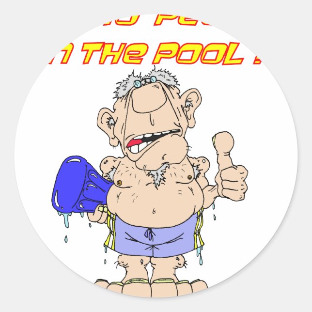 Wer PEED im Pool ? Runder Aufkleber (Vorderseite)