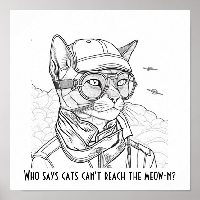 Wer sagt, dass Katzen das Meow-n nicht erreichen k Poster (Vorne)